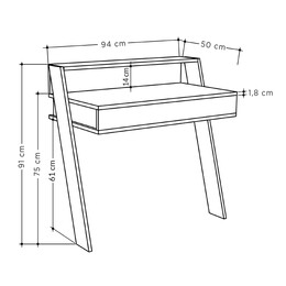 Γραφείο Εργασίας Cowork Megapap από Μελαμίνη Χρώμα Ανθρακί 94x50x91εκ.