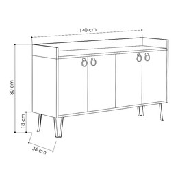 Μπουφές Μελαμίνης dea Megapap Χρώμα Φυσικό Οξιάς - Ανθρακί 140x36x80εκ.