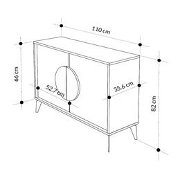 Μπουφές Μελαμίνης Gora Megapap Χρώμα Ανοιχτό Καφέ 110x35,6x82εκ.