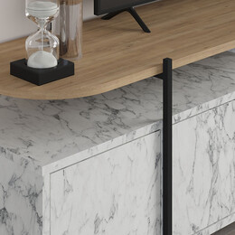 Έπιπλο Τηλεόρασης Hanley Megapap από Μελαμίνη Χρώμα Λευκό εφέ Μαρμάρου 160x35,6x48εκ.