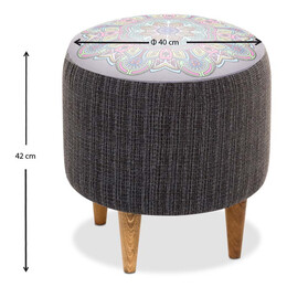 Σκαμπώ Enna Megapap Υφασμάτινο Χρώμα Γκρι 40x40x42εκ.