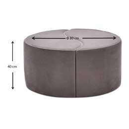 Σκαμπώ Alis Megapap Βελούδινο Χρώμα Ανοιχτό Γκρι 80x80x40εκ.