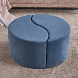 Σκαμπώ Alis Megapap Βελούδινο Χρώμα Μπλε 80x80x40εκ.