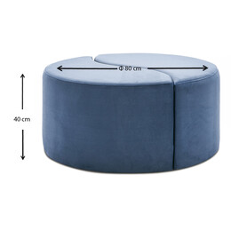 Σκαμπώ Alis Megapap Βελούδινο Χρώμα Μπλε 80x80x40εκ.