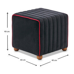 Σκαμπώ Mona Megapap Βελούδινο Χρώμα Μαύρο 40x40x40εκ.