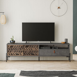 Έπιπλο Τηλεόρασης Dionysos Megapap από Μελαμίνη Χρώμα Γκρι Ρετρό 170x45x48,6εκ.