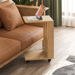 Τραπεζάκι Βοηθητικό edi Megapap Μελαμίνης Χρώμα Φυσικό Οξιάς 37x45x60εκ.