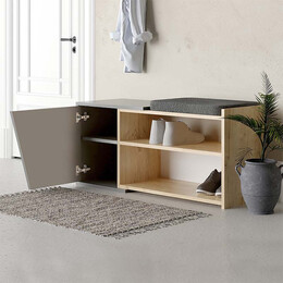 Παπουτσοθήκη Μελαμίνης Fiona Megapap Χρώμα Ανθρακί - Φυσικό Οξιάς 104x37x47εκ.