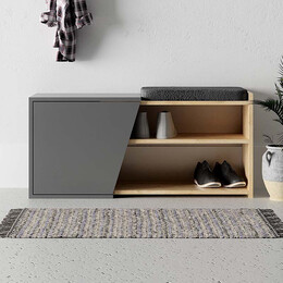 Παπουτσοθήκη Μελαμίνης Fiona Megapap Χρώμα Ανθρακί - Φυσικό Οξιάς 104x37x47εκ.