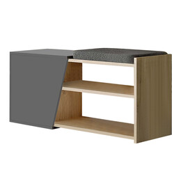 Παπουτσοθήκη Μελαμίνης Fiona Megapap Χρώμα Ανθρακί - Φυσικό Οξιάς 104x37x47εκ.