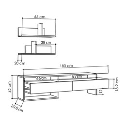 Έπιπλο Τηλεόρασης Gara Megapap από Μελαμίνη Χρώμα Ανθρακί 180x29,8x42εκ.