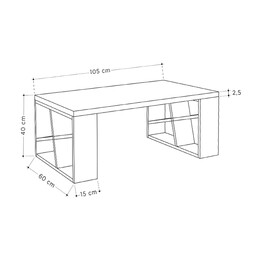 Τραπεζάκι Σαλονιού Honey Megapap Μελαμίνης Χρώμα Φυσικό Οξιάς - Λευκό 105x60x40εκ.
