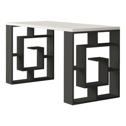 Γραφείο Εργασίας Labirent Megapap από Μελαμίνη Χρώμα Ανθρακί - Λευκό 140x60x75εκ