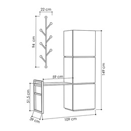 Έπιπλο Εισόδου με Κρεμάστρα Mello Megapap από Μελαμίνη Χρώμα Φυσικό Οξιάς 109x39x149εκ.