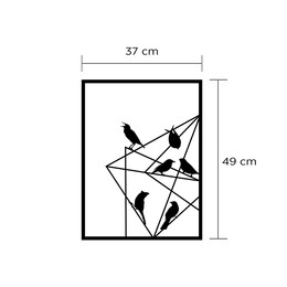 Διακοσμητικό Τοίχου Birds on Wire Megapap Μεταλλικό Χρώμα Μαύρο 37x2x49εκ.