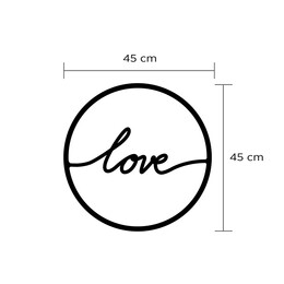 Διακοσμητικό Τοίχου Love Megapap Μεταλλικό Χρώμα Μαύρο 45x2x45εκ.
