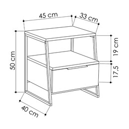 Κομοδίνο Μελαμίνης pal Megapap Χρώμα Φυσικό Οξιάς 45x40x50εκ.