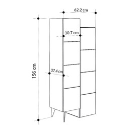 Ντουλάπι Κουζίνας/μπάνιου - Παπουτσοθήκη Stair Megapap Μελαμίνης Χρώμα Φυσικό Οξιάς 62,2x37,4x156εκ.