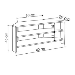 Έπιπλο Τηλεόρασης Γωνιακό Thales Megapap Μελαμίνης Χρώμα Λευκό 110x36x45εκ.