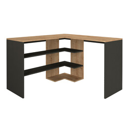 Γραφείο Εργασίας Stylo Megapap από Μελαμίνη Χρώμα Sapphire oak -  Ανθρακί 120x120x73,8εκ.