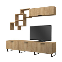 Σύνθεση Τηλεόρασης Heydar Megapap από Μελαμίνη Χρώμα Φυσικό Οξιάς 210x35x50εκ.