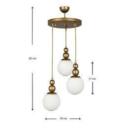 Φωτιστικό Οροφής Latona Megapap e27 Μεταλλικό Τρίφωτο Χρώμα Χρυσό 30x30x85εκ.