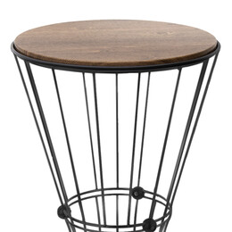 Βοηθητικό Τραπεζάκι Girene Megapap Μεταλλικό - mdf Χρώμα Μαύρο - Καρυδί 32x32x58εκ.