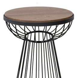 Βοηθητικό Τραπεζάκι Mantare Megapap Μεταλλικό - mdf Χρώμα Μαύρο - Καρυδί 35x35x58εκ.