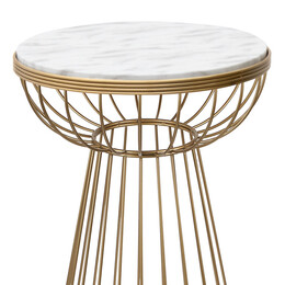 Βοηθητικό Τραπεζάκι Mantare Megapap Μεταλλικό - mdf Χρώμα Χρυσό - Λευκό εφέ Μαρμάρου 35x35x58εκ.
