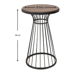 Βοηθητικό Τραπεζάκι Tekosi Megapap Μεταλλικό - mdf Χρώμα Μαύρο - Καρυδί 35x35x58εκ.