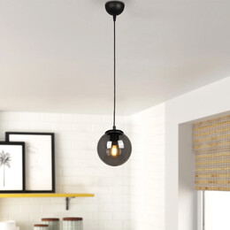 Φωτιστικό Οροφής Malta Megapap e27 Γυάλινο Μονόφωτο Χρώμα Μαύρο 15x15x70εκ.