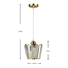 Φωτιστικό Οροφής Neva Megapap e27 Γυάλινο Μονόφωτο Χρώμα Χρυσό 20x20x70εκ.
