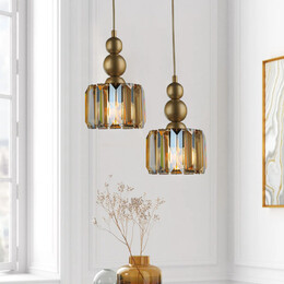 Φωτιστικό Οροφής Alaba Megapap e27 Μεταλλικό - Γυάλινο Δίφωτο Χρώμα Χρυσό 30x30x80εκ.