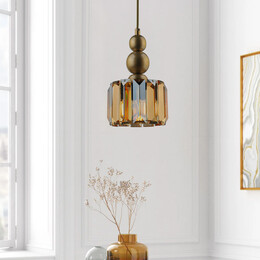 Φωτιστικό Οροφής Alaba Megapap e27 Μεταλλικό - Γυάλινο Μονόφωτο Χρώμα Χρυσό 15x15x65εκ.