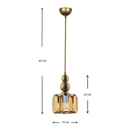Φωτιστικό Οροφής Alaba Megapap e27 Μεταλλικό - Γυάλινο Μονόφωτο Χρώμα Χρυσό 15x15x65εκ.