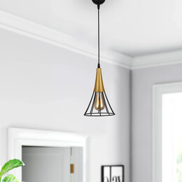 Φωτιστικό Οροφής Havana Megapap e27 Μεταλλικό Μονόφωτο Χρώμα Μαύρο - Χρυσό 18x18x72εκ.