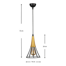 Φωτιστικό Οροφής Havana Megapap e27 Μεταλλικό Μονόφωτο Χρώμα Μαύρο - Χρυσό 18x18x72εκ.