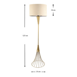Φωτιστικό Δαπέδου Olde Megapap e27 Μεταλλικό - Υφασμάτινο Χρώμα Χρυσό - Μπεζ 33x33x127εκ.