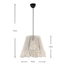 Φωτιστικό Οροφής Braga Megapap e27 από Σχοινί Μονόφωτο Χρώμα Λευκό 30x30x75εκ.