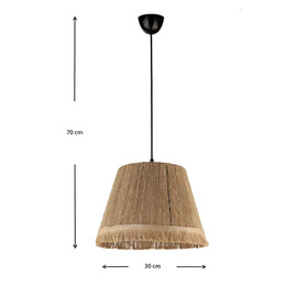 Φωτιστικό Οροφής Vadi Megapap e27 από Σχοινί Μονόφωτο Χρώμα Φυσικό 30x30x75εκ.