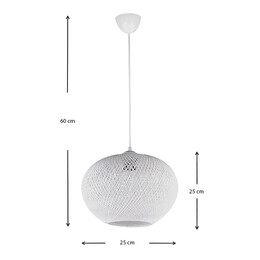 Φωτιστικό Οροφής Visca Megapap e27 από Σχοινί Μονόφωτο Χρώμα Λευκό 25x25x60εκ.