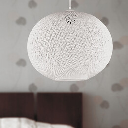 Φωτιστικό Οροφής Visca Megapap e27 από Σχοινί Μονόφωτο Χρώμα Λευκό 35x35x75εκ.