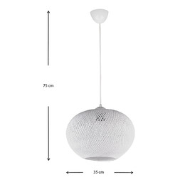 Φωτιστικό Οροφής Visca Megapap e27 από Σχοινί Μονόφωτο Χρώμα Λευκό 35x35x75εκ.