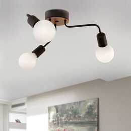 Φωτιστικό Οροφής Salvi Megapap e27 Μεταλλικό Τρίφωτο Χρώμα Μαύρο 44x44x10εκ.