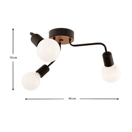 Φωτιστικό Οροφής Salvi Megapap e27 Μεταλλικό Τρίφωτο Χρώμα Μαύρο 44x44x10εκ.