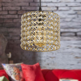 Φωτιστικό Οροφής Deha Megapap e27 Μεταλλικό - Γυάλινο Μονόφωτο Χρώμα Χρυσό 18x18x65εκ.