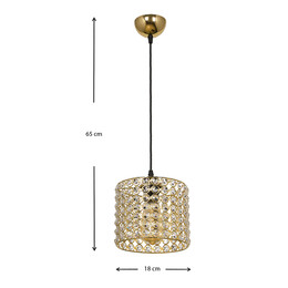 Φωτιστικό Οροφής Deha Megapap e27 Μεταλλικό - Γυάλινο Μονόφωτο Χρώμα Χρυσό 18x18x65εκ.