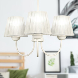 Φωτιστικό Οροφής Ovana Megapap e27 Μεταλλικό - Υφασμάτινο Τρίφωτο Χρώμα Κρεμ 45x45x50εκ.