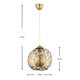 Φωτιστικό Οροφής Dominico Megapap e27 Μεταλλικό Μονόφωτο Χρώμα Χρυσό 24x24x70εκ.