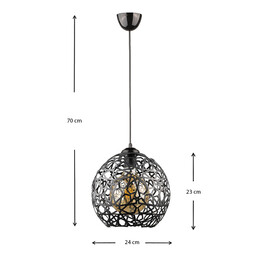 Φωτιστικό Οροφής Dominico Megapap e27 Μεταλλικό Μονόφωτο Χρώμα Μαύρο 24x24x70εκ.